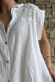 Elsie Pure Cotton Cap Sleeve Blouse White